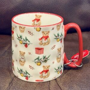 Teddy Bears with Holly & Berries Ceramic Christmas Mug